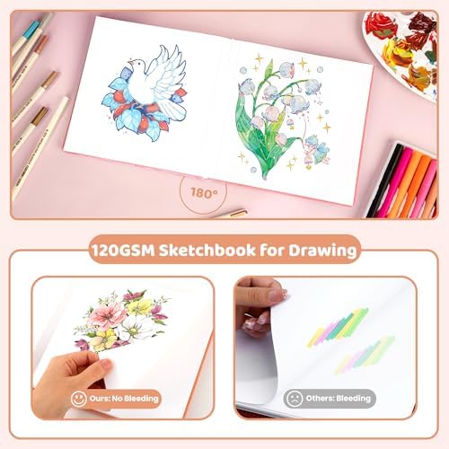 FLYING EAGLE Sketch Book, Square Hardcover Sketchbook for Kids,10x10,Orange