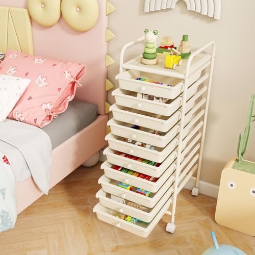 COSTWAY 10-Drawer Rolling Storage Cart, Utility Mobile Trolley