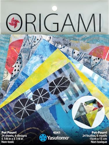 Yasutomo Origami Painted Paper Pot Pourri, with 6 Patterns and 24 Sheets, Size 5 7/8” Square, Arts and Crafts Supplies