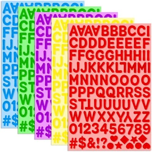 Felt Letters,490 Pcs Felt Stickers 1 Inch Alphabet Number Sticker(Colorful)