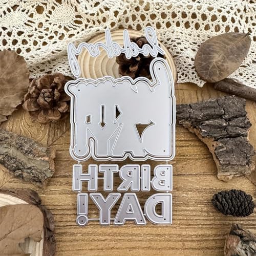Scrapbooking Die-Cuts for Card Making, Christmas Metal Cutting Dies, Paper Craft Punch Template, Background Embossing Stencils, DIY Album Décor (Happy Birthday A)