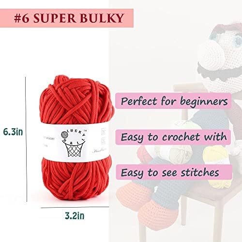 100g Yarn for Crocheting,Soft Yarn,Crochet Yarn,Nylon Cotton Acrylic Blend Yarn,Knitting Yarn for Dolls,Basket,Bags,Hats,Blankets(Red)