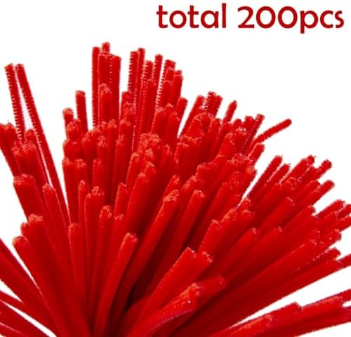 Caydo 200 Pieces Red Pipe Cleaners for Flowers Making