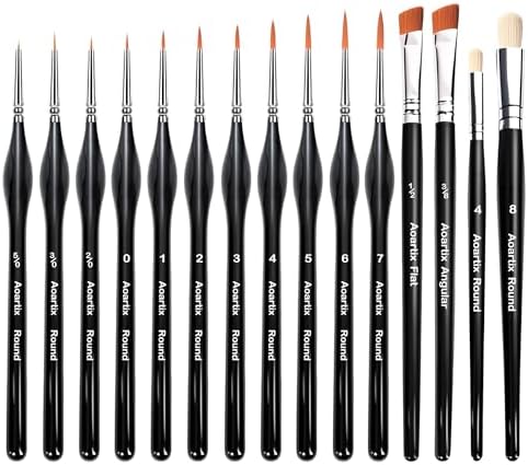 Miniature Brushes, Aoartix 15 Pcs Dry Detail Paint Brush, Triangular Handle