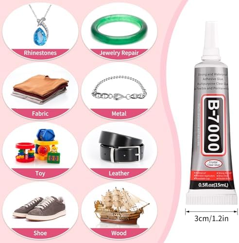 cridoz B7000 Jewelry Glue for Rhinestones,10Pack Flexible Super Glue Gel with Precision Tip Multi Function Clear Gem Glue Fabric Adhesive for Cloth Metal Stone Bead Jewelry Making Wood Glass