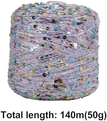 ECYC Ltd 153 Yards Cotton Sequin Yarn, Sparkle Sequin Thread for Knitting & Crocheting, DIY Craft Projects