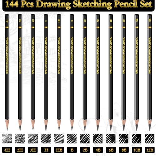 Humyoun 36 Pcs Top Spiral Bound Sketch Pad with Drawing Pencils Set, 5.5 x 8.5 Inch Sketchbook, 68lb(100gsm) Thick Paper, Charcoal & Graphite Pencils (12B-4H) for Shading, Artists & Beginners