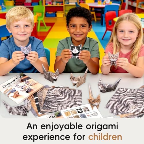 3D Cats Origami Paper 56 Sheets, Paper Craft Kit, Art Craft Activity