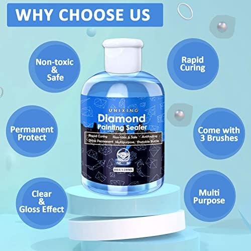 2 Pack Diamond Painting Sealer Glue with 3 Brushes, 8OZ Art Sealer Glue Accessories Permanent Hold Shine Effect for Puzzle