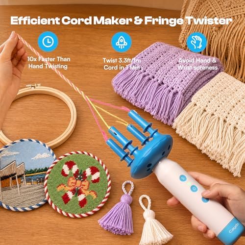 Caydo Cord Maker Fringe Twister Machine T1, Cording for Needlepoint &Sewing