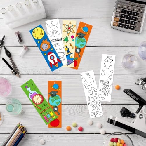 72Pcs Science Color Your Own Bookmarks, Coloring Blank Bookmarks for Kids