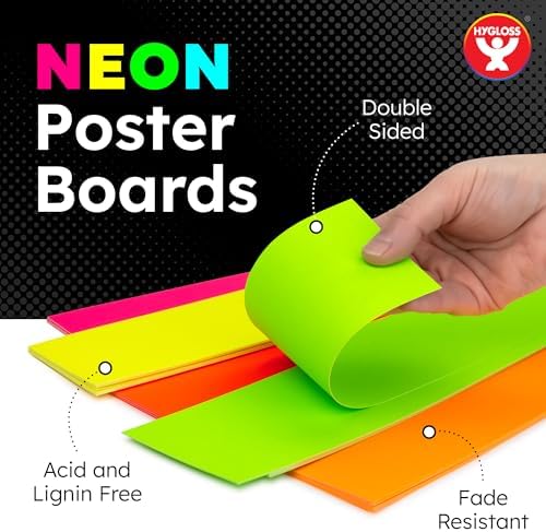 Hygloss Medium Poster Board 4x11 - 50 Neon Pink Single Color Bulk Pack - 10 Pt. Thickness Colored Poster Board Paper for Projects, Signs, Displays - Posterboard Multipack 4" x 11"