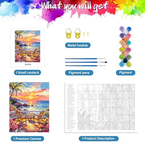 ZTOTZ Paint by Numbers Kit for Adults Sunset Landscape Art 16x20 Home Decor