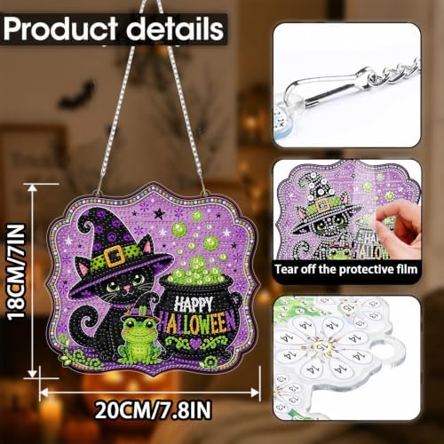 Halloween Diamond Art Hanging Kit for Adult, Diamond Art Painting 8x8inch