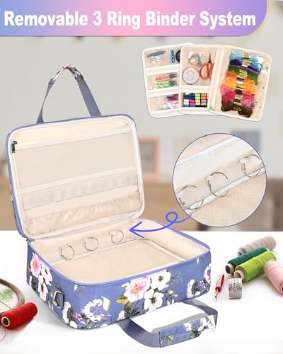 Sewing Supplies Organizer Bag with Removable Binder, Flower