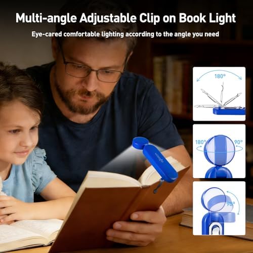 VAVOFO USB Rechargeable Book Light, Bookmark Clip on LED Reading Light