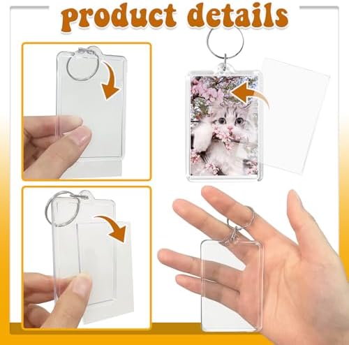 Baaxxango Acrylic Photo Frame Keyring,Clear Picture Keychain as Gift | Picture Insert Blank Keyring,Suit for Artwork,Photocard Holder,DIY Craft