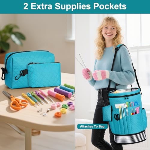 Crochet Yarn Knitting Bag 3PCS Expandable Large Yarn Storage Organizer Bag