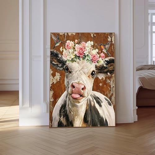 VeGuude Diamond Art Kits for Adults, Full Drill Highland Cow Diamond Art Kits for Beginners, DIY Full Rhinestone 5D Diamond dots (Gemstone Craft), Home Wall Decoration (12x16 inch)