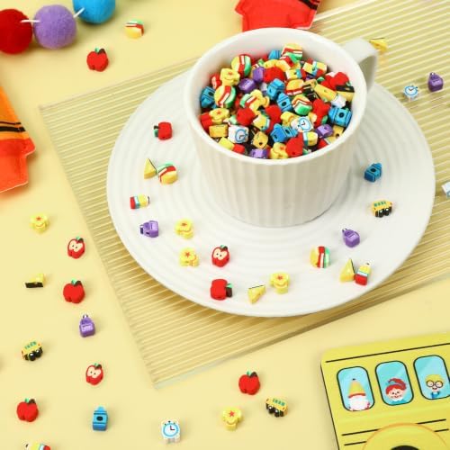 300Pcs Back to School Polymer Clay Beads for Jewelry Making