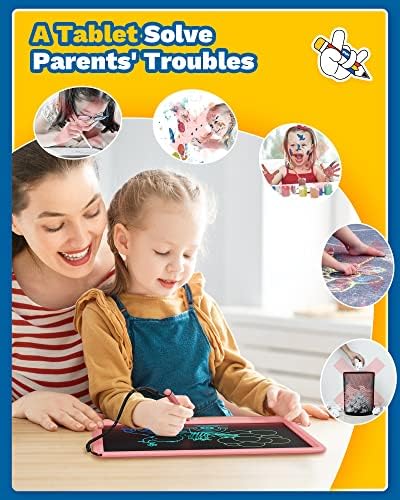 TEKFUN Toys 12" LCD Writing Tablet for Girls Ages 3–8, Cute Doodle Board Kids Love, Mess-Free Drawing Tablet for Creative Play, Great Christmas Birthday Gift for 4 5 6 7 8 Year Old Girs Pink