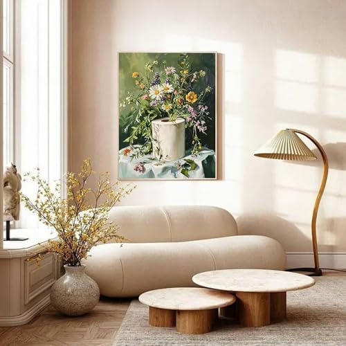 AIBOERL Diamond Art Kits for Adults,Flowers Diamond Painting Wall Decor | Round Drill Vintage Flower Diamond Painting for Beginners DIY Rhinestone 5D Diamond dots(Gemstone Craft)Wall Art Gift 12x16IN