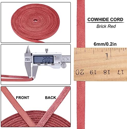 GORGECRAFT 197 Inch Red Brown Flat Genuine Leather Cord Leather String Full Grain Cord Lace Cowhide Leather Strips for Jewelry Making DIY Craft Projects Belts Keychains