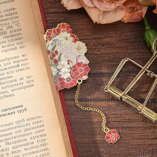 4 Pieces Metal Bookmark, Hollow Flower Book Mark for Book Lovers, Vintage Bookmarks for Reading Women, Men, Teacher, Students