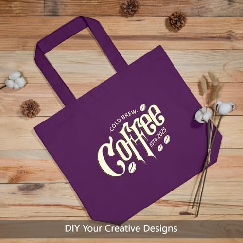 TOPDesign 1-Pack Super Strong Large 12oz Cotton Canvas Tote Bag, Reusable Grocery Shopping Cloth Bag, Fashionable Two-Tone Tote for Crafts, DIY Your Creative Designs
