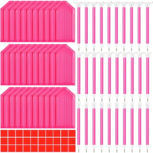 Affrolling 90 Pcs Diamond Art Tools, Drill Pens Trays Glue Clay