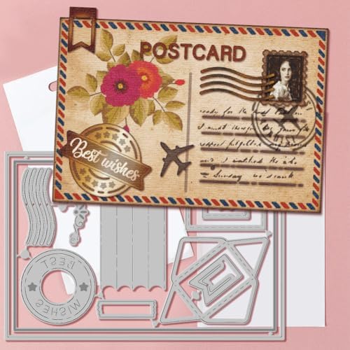 GLOBLELAND Postcard Cutting Dies for Card Making Postage Envelope Cut Die for DIY Scrapbooking Journal Embossing Paper Craft Decor