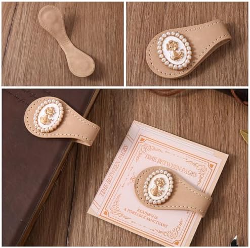 2PCS Vintage Magnetic Leather Bookmark, Leather Magnetic Bookmarks for Women, Magnetic PU Bookmarks Clip Book Accessories, Gold Portrait
