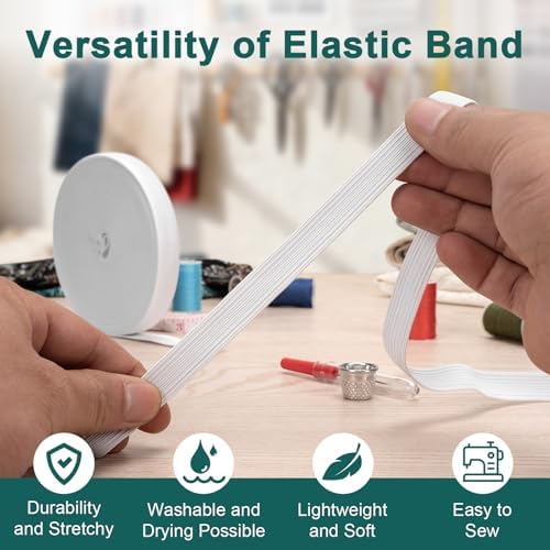 Airisoer Elastic Bands for Sewing 5/8 Inch x 12 Yards, White