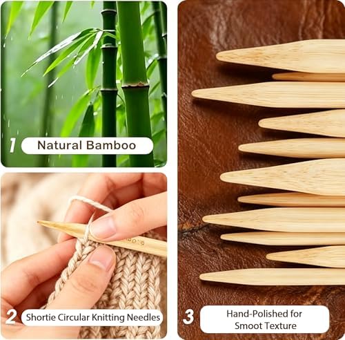 Yarniss 10 Size Shortie Circular Knitting Needles Set with Cable 3.25~6.5mm