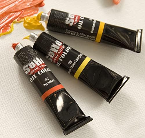 Soho Urban Artist Oil Paint Value Set of 24-12mL Tubes, Triple-Milled Oils with Refined Linseed - Smooth Application, True Color Mixes, Ideal for Brushes & Palette Knives