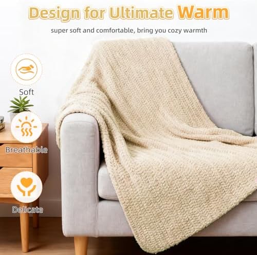 Aeelike Crochet Blanket Kit for Beginners, Easy Soft Crochet Kit, Khaki