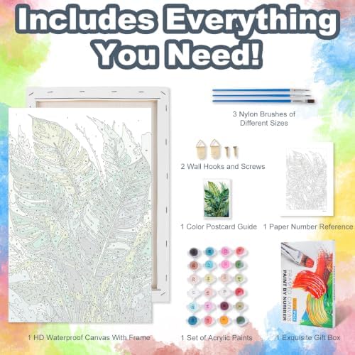 Kalonyth Plants Framed Paint by Numbers Kit for Adults Beginner 8x12 inch