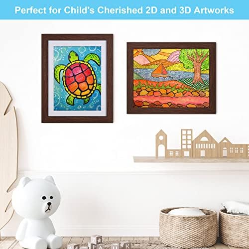 [2 Pack] Kids Art Frames, 10x12.5 Front Opening Kids Artwork Frames Changeable, Displays 8.5x11 With Mat and 10x12.5 Without Mat, Holds 50 Pcs, for 3D Picture, Crafts, Hanging Art, Portfolio Storage