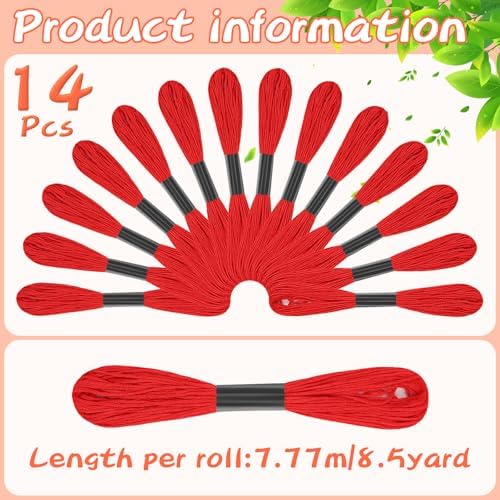Red Embroidery Floss: 14 Skeins Embroidery Thread Cross Stitch Thread