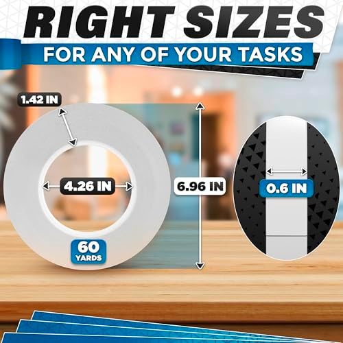 Basting Tape for Sewing – 0.6 In x 60 Yd Thin Acrylic Hemming Tape for Dresses – Transparent Clothes Strip for DIY Crafts, Temporary Repairs, Quick Adjustments with Strong Adhesion, Easy Clean Removal