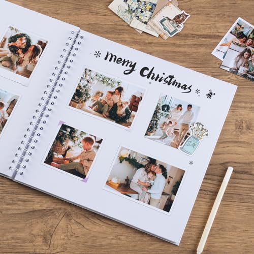 potricher 12 x 12 Inch Large DIY Scrapbook Photo Album 40 Pages, White | Thick Kraft Paper Scrap Book Photo Albums, Memory Book for Wedding, Anniversary, Baby, Family, Travel, DIY Projects
