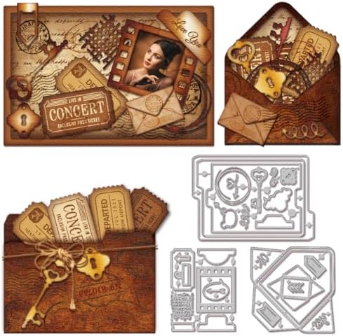 GLOBLELAND Folder Envelope Cutting Dies for Card Making Art Stamp Postage Cut Die for DIY Scrapbooking Journal Embossing Paper Craft Decor
