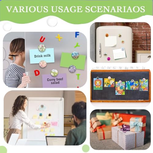 97pcs DIY Fridge Magnets Craft Set Include 1-Inch Paper Punch,Craft Magnets Glass Ceramic Ferrite Magnet with Adhesive Backing and Clear Glass Cabochons for Refrigerator (48 Sets,1 Inch, Round)