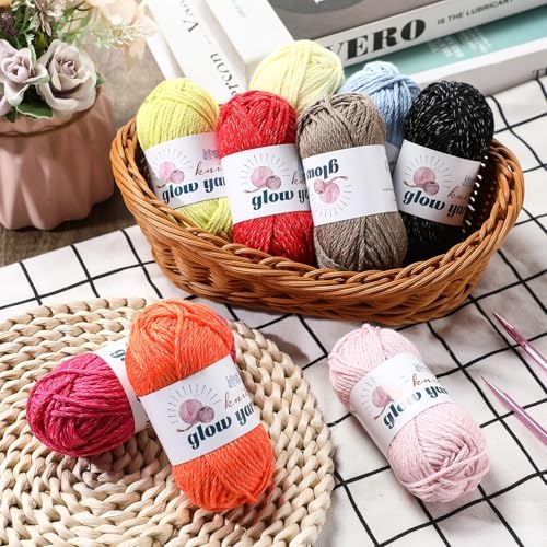 WILLBOND 10 Rolls Glow in The Dark Yarn for Crocheting, Vibrant