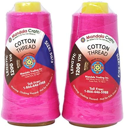 Mandala Crafts Hot Pink Mercerized Cotton Thread Cones for Sewing Quilting