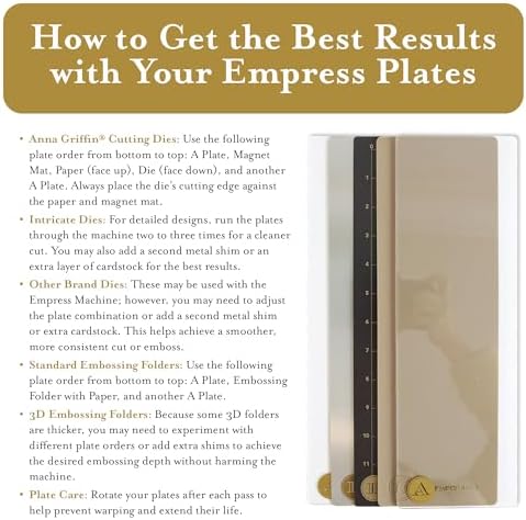 Anna Griffin Empress Full Plates Set -Embossing Plates for Crafting, Scrapbooking Supplies & Junk Journal Supplies - Includes Magnetic Mat, Embossing Mat & Metal Shim (Mini Full Plate)