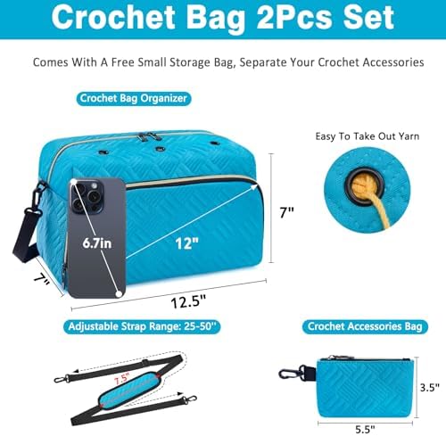 IBFUN Crochet Yarn Knitting Bag Organizer for Knit Accessories Hooks
