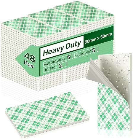Double Sided Foam Tape Pads, 48Pcs Double Coated Pre-Cut Rectangles Mounting, 2mm Thick Heavy Duty White Polyurethane Foam with High Tack Adhesive for Crafts, Home, Outdoor Signs& Car (50x30mm)