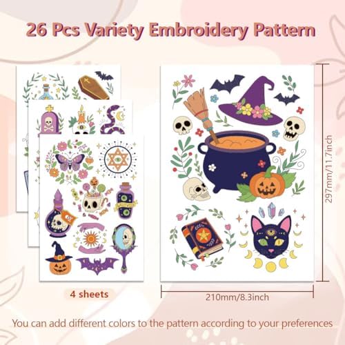 peacoblue Halloween Witchcraft Stick and Stitch Embroidery Patterns