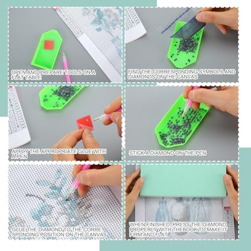 Yeaqee 4Pcs Diamond Art Kits for Adult Gem Painting Kit, Greenery